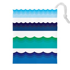 Water Border Water Waves Ocean Sea Drawstring Pouch (5xl) by Amaryn4rt