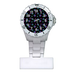 Stars Pattern Art Design Wallpaper Plastic Nurses Watch by Ravend