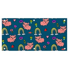 Flowers Pink Pig Piggy Seamless Banner And Sign 6  X 3  by Ravend