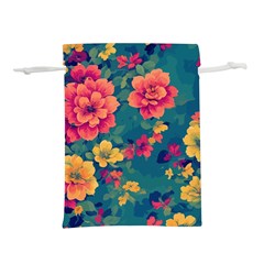 Floral Art Flowers Textile Lightweight Drawstring Pouch (s) by Ravend