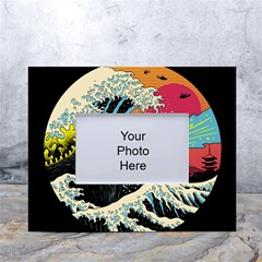 Retro Wave Kaiju Godzilla Japanese Pop Art Style White Tabletop Photo Frame 4 x6  by Modalart
