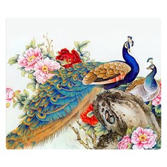 Birds Peacock Artistic Colorful Flower Painting Premium Plush Fleece Blanket (small) by Sarkoni