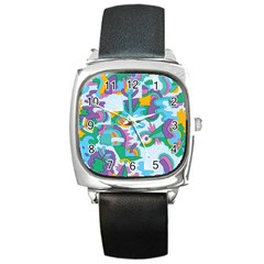Pattern Hotdog Trap Square Metal Watch by Ndabl3x