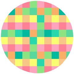 Checkerboard Pastel Square Wooden Puzzle Round by Grandong