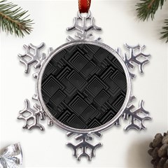 Diagonal Square Black Background Metal Large Snowflake Ornament by Apen