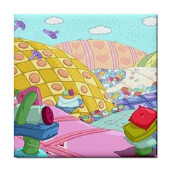 Pillows And Vegetable Field Illustration Adventure Time Cartoon Tile Coaster by Sarkoni