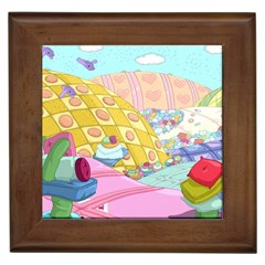 Pillows And Vegetable Field Illustration Adventure Time Cartoon Framed Tile by Sarkoni