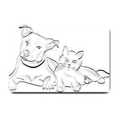 Dog Cat Domestic Animal Silhouette Small Doormat by Modalart