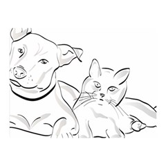 Dog Cat Domestic Animal Silhouette Two Sides Premium Plush Fleece Blanket (mini) by Modalart