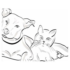 Dog Cat Domestic Animal Silhouette Premium Plush Fleece Blanket (medium) by Modalart