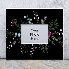 Embroidery Trend Floral Pattern Small Branches Herb Rose White Wall Photo Frame 5  X 7  by Ndabl3x