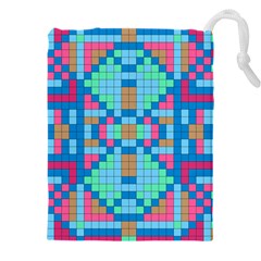 Checkerboard Square Abstract Drawstring Pouch (5xl) by Ravend
