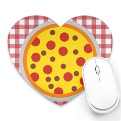 Pizza Table Pepperoni Sausage Heart Mousepad by Ravend