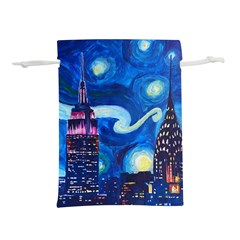 Starry Night In New York Van Gogh Manhattan Chrysler Building And Empire State Building Lightweight Drawstring Pouch (l) by Modalart