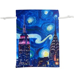 Starry Night In New York Van Gogh Manhattan Chrysler Building And Empire State Building Lightweight Drawstring Pouch (xl) by Modalart