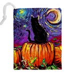 Halloween Art Starry Night Hallows Eve Black Cat Pumpkin Drawstring Pouch (5XL) Back