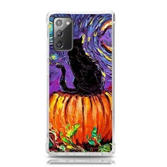 Halloween Art Starry Night Hallows Eve Black Cat Pumpkin Samsung Galaxy Note 20 Tpu Uv Case by Modalart