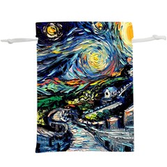 The Great Wall Nature Painting Starry Night Van Gogh Lightweight Drawstring Pouch (xl) by Modalart