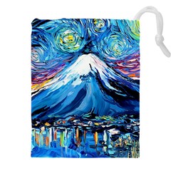 Mount Fuji Art Starry Night Van Gogh Drawstring Pouch (4xl) by Modalart