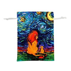 Lion Art Starry Night Van Gogh Lightweight Drawstring Pouch (l) by Modalart