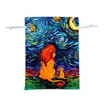 Lion Art Starry Night Van Gogh Lightweight Drawstring Pouch (L) Front