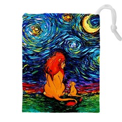 Lion Art Starry Night Van Gogh Drawstring Pouch (4xl) by Modalart
