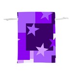 Purple Stars Pattern Shape Lightweight Drawstring Pouch (S) Back