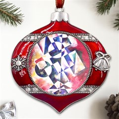 Abstract Art Work 1 Metal Snowflake And Bell Red Ornament by mbs123