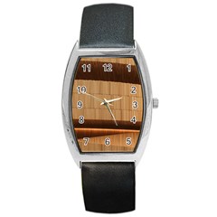 Architecture Art Boxes Brown Barrel Style Metal Watch by Amaryn4rt