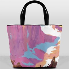 Pink Mountains Grand Canyon Psychedelic Mountain Bucket Bag by Modalart