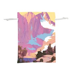Pink Mountains Grand Canyon Psychedelic Mountain Lightweight Drawstring Pouch (l) by Modalart