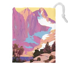 Pink Mountains Grand Canyon Psychedelic Mountain Drawstring Pouch (5xl) by Modalart