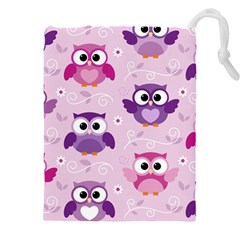 Seamless Cute Colourfull Owl Kids Pattern Drawstring Pouch (5xl) by Bedest