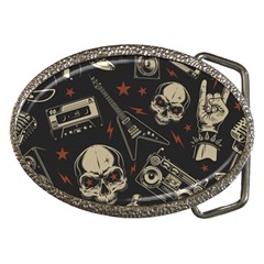 Grunge Seamless Pattern With Skulls Belt Buckles by Bedest