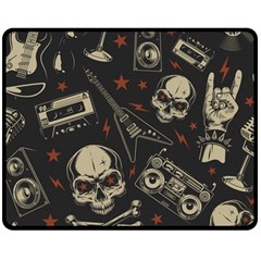 Grunge Seamless Pattern With Skulls Two Sides Fleece Blanket (medium) by Bedest