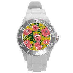 Pink Flower Seamless Pattern Round Plastic Sport Watch (l) by Bedest