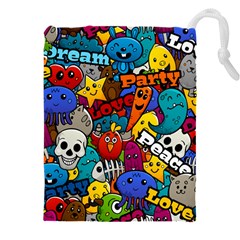 Graffiti Characters Seamless Pattern Drawstring Pouch (5xl) by Bedest