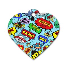 Comic Bubbles Seamless Pattern Dog Tag Heart (two Sides) by Bedest