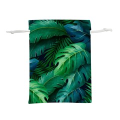 Tropical Green Leaves Background Lightweight Drawstring Pouch (s) by Bedest