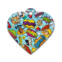 Comic Elements Colorful Seamless Pattern Dog Tag Heart (one Side) by Bedest