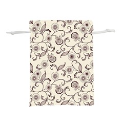 White And Brown Floral Wallpaper Flowers Background Pattern Lightweight Drawstring Pouch (s) by Pakjumat