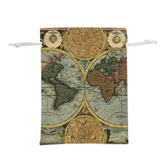 Vintage World Map Travel Geography Lightweight Drawstring Pouch (s) by Pakjumat