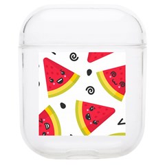 Cute Smiling Watermelon Seamless Pattern White Background Soft Tpu Airpods 1/2 Case by Pakjumat