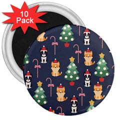 Boston Terrier Welsh Corgi Puppies Seamless Pattern Wallpaper 3  Magnets (10 Pack)  by Pakjumat