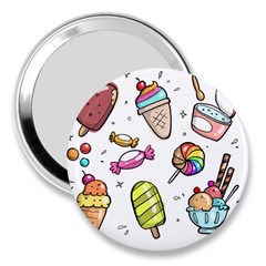 Doodle Cartoon Drawn Cone Food 3  Handbag Mirrors by Hannah976