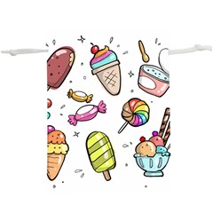 Doodle Cartoon Drawn Cone Food Lightweight Drawstring Pouch (xl) by Hannah976