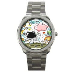 Sketch Cute Child Funny Sport Metal Watch by Hannah976