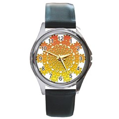 Mandala Background Image Ornament Round Metal Watch by Hannah976