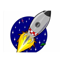 Rocket Ship Launch Vehicle Moon Two Sides Premium Plush Fleece Blanket (mini) by Sarkoni