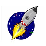 Rocket Ship Launch Vehicle Moon Two Sides Premium Plush Fleece Blanket (Medium) 60 x50  Blanket Back